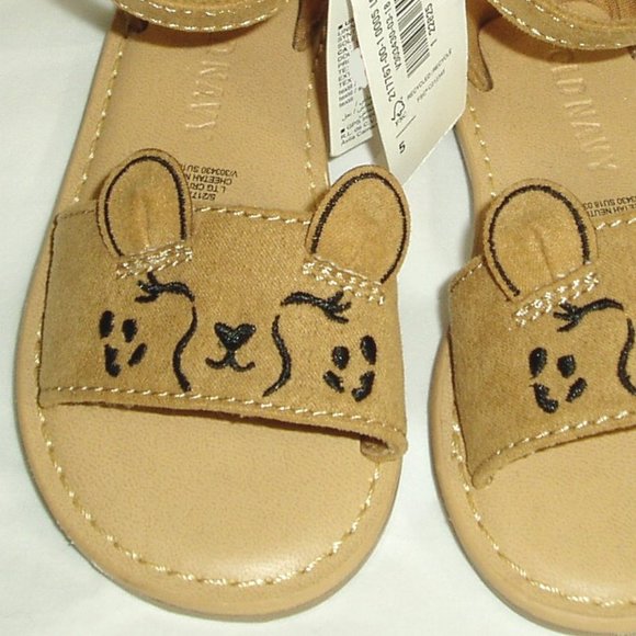Tan Sandals Deer Face Little Girls Toddlers Summer - Picture 2 of 7